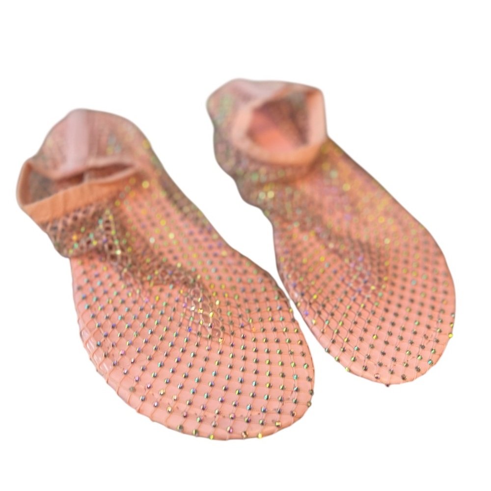Pink Crystal Mesh Rhinestone Ballet Flats Women’s Size 10 | Arqa Embellished